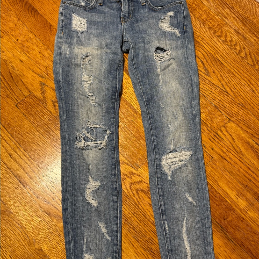 Current/Elliott Ripped Skinny Jeans - Blue